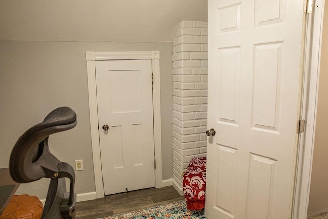 foyer with dark hardwood / wood-style floors