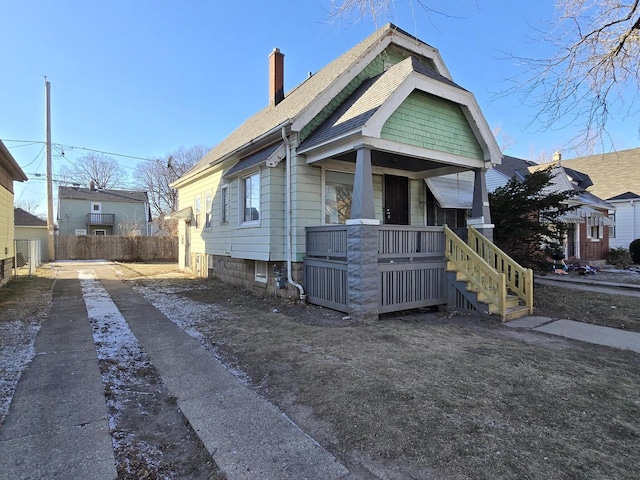 bungalow-style home with covered porch