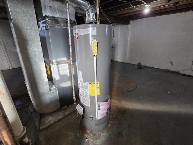 utility room with water heater