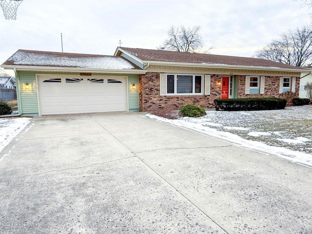 single story home with a garage