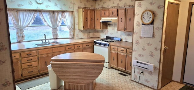 kitchen featuring sink and white gas range