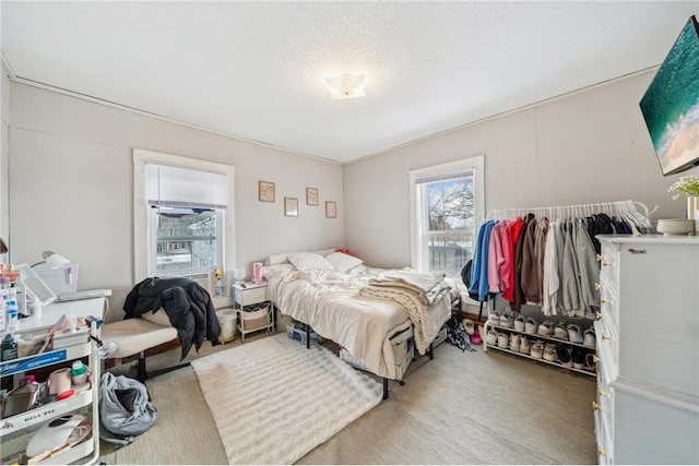 bedroom with a textured ceiling