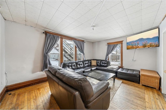 living room with hardwood / wood-style flooring