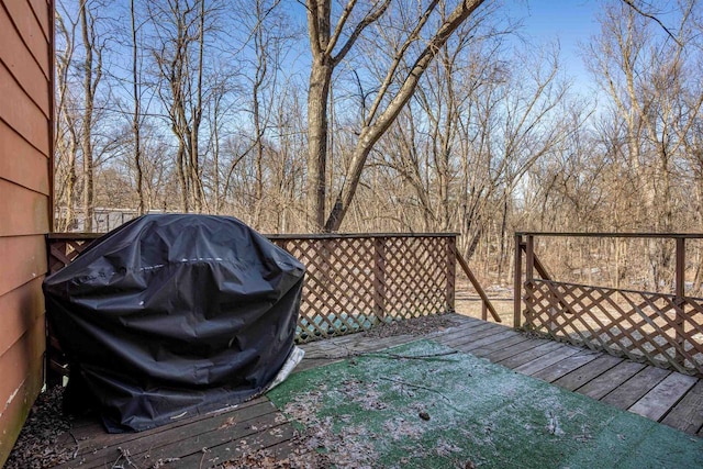 deck featuring area for grilling