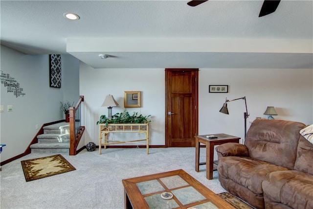 living room with carpet floors