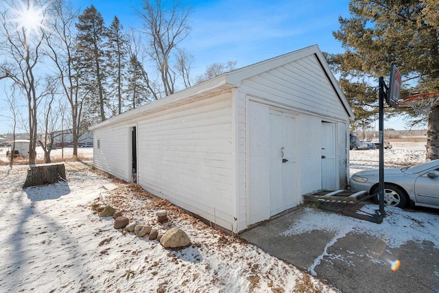 view of snow covered structure