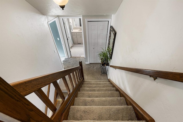 staircase with carpet