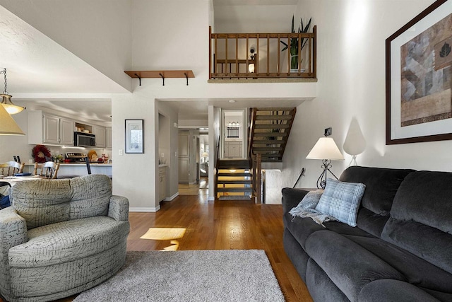 living room featuring dark hardwood / wood-style floors