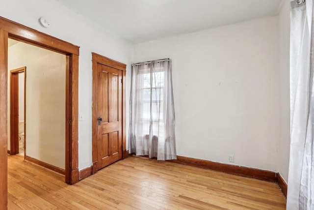 unfurnished bedroom featuring light hardwood / wood-style flooring