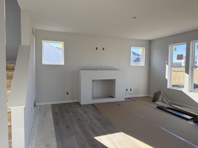 unfurnished living room featuring wood-type flooring