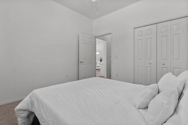 bedroom with a closet and carpet