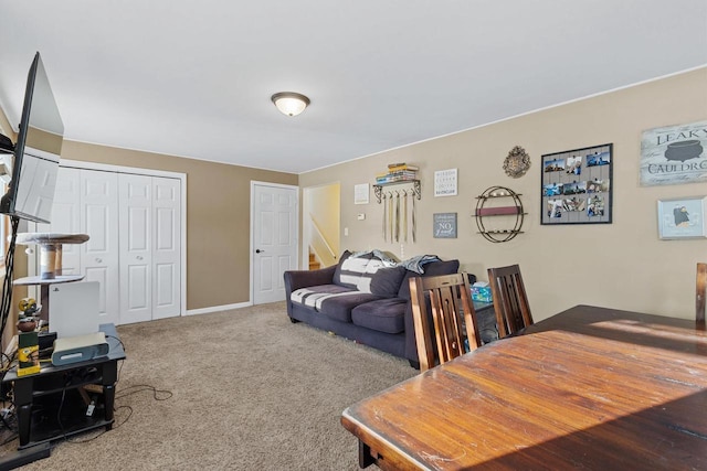 living room featuring carpet floors