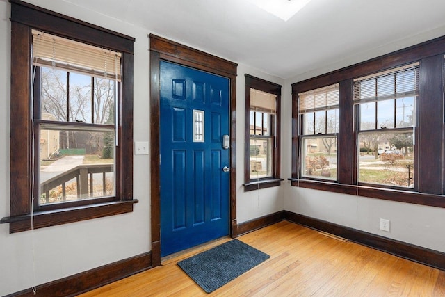 foyer featuring light wood-type flooring and a healthy amount of sunlight