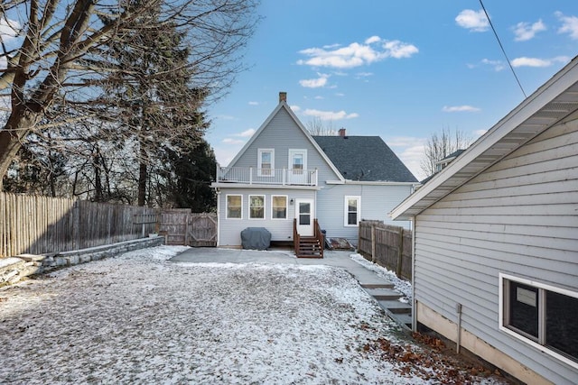 view of snow covered property