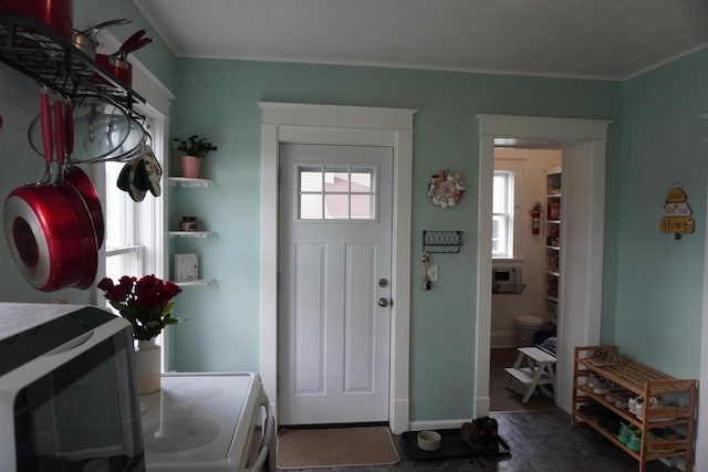 interior space with ornamental molding