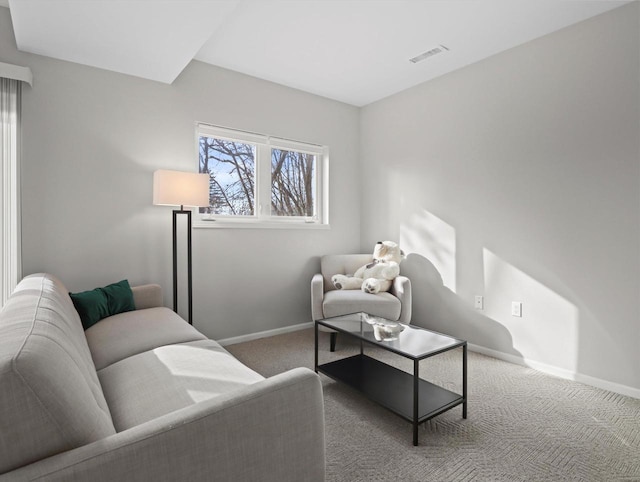 living room featuring carpet floors