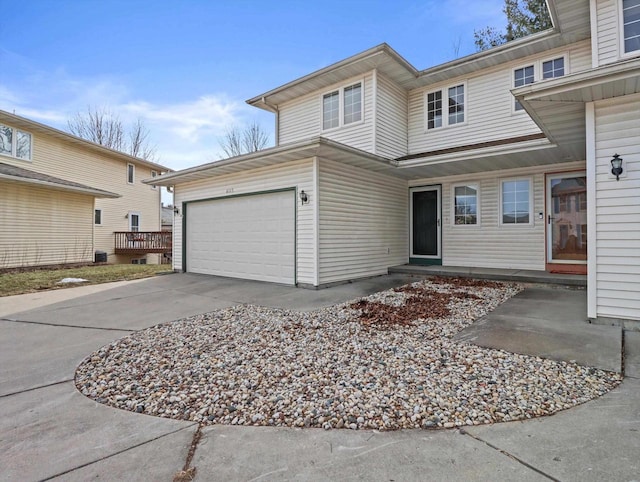 exterior space with a garage