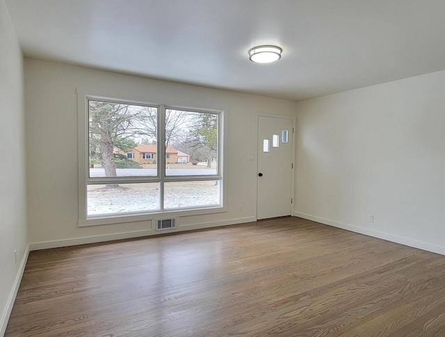 spare room with hardwood / wood-style floors and plenty of natural light