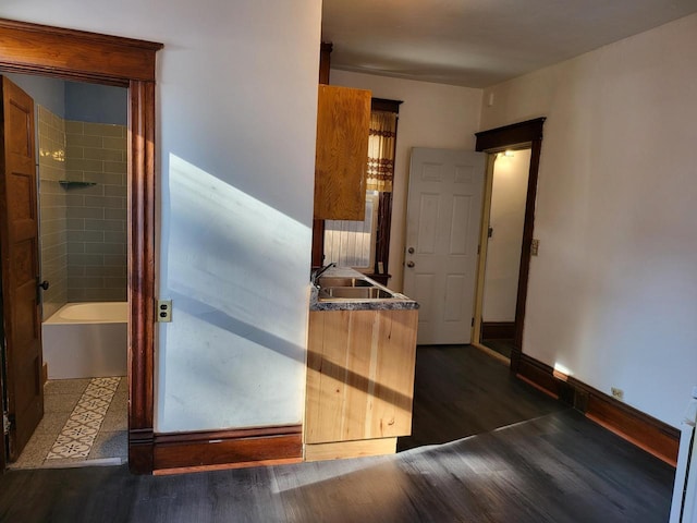 kitchen with dark wood-type flooring and sink