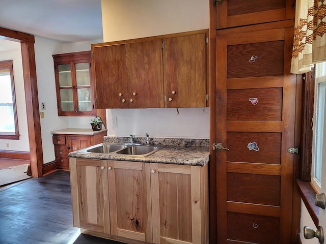 kitchen with sink and dark wood-type flooring