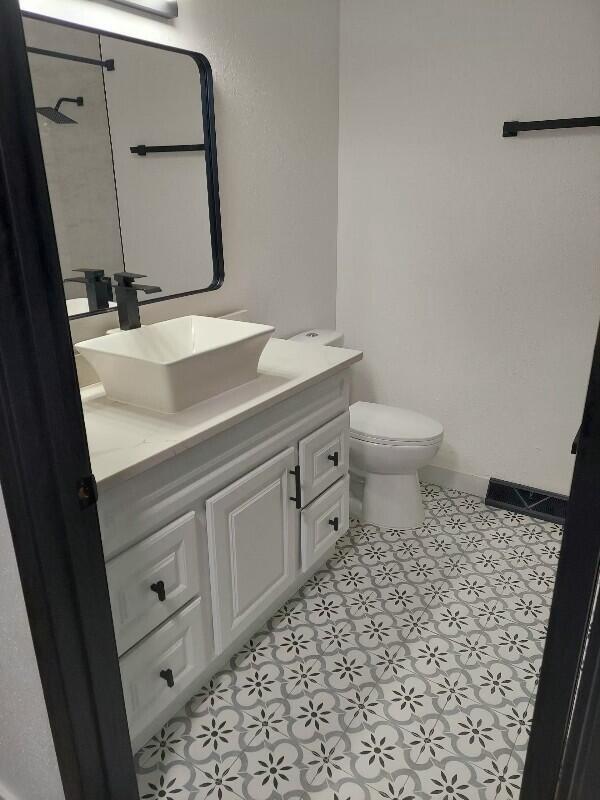 bathroom with toilet and vanity