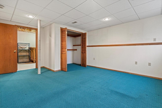 unfurnished bedroom featuring a closet and carpet floors