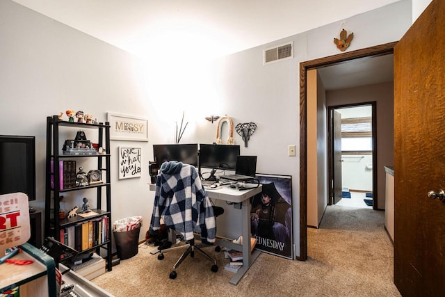 office with light colored carpet