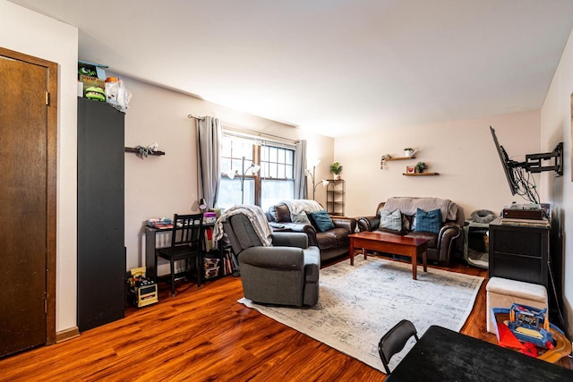 living room with hardwood / wood-style flooring