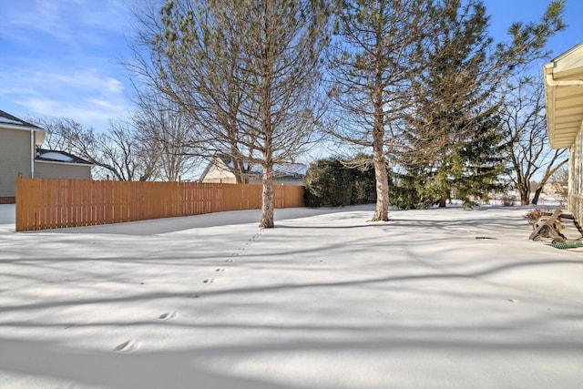 view of yard covered in snow