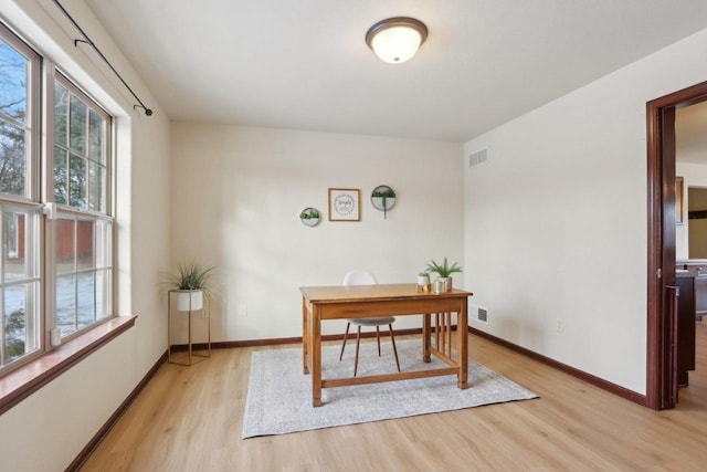 home office featuring light wood-type flooring