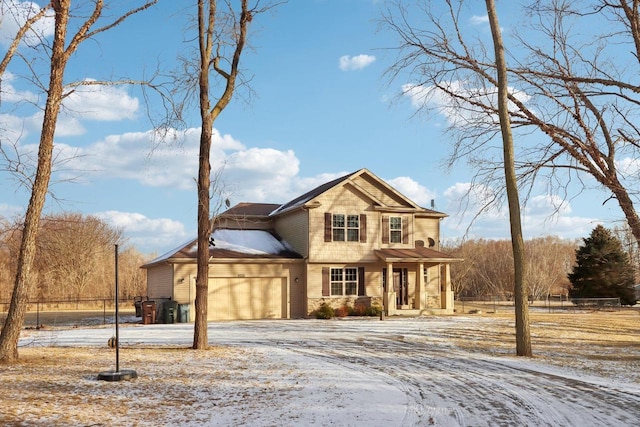 view of front property with a garage