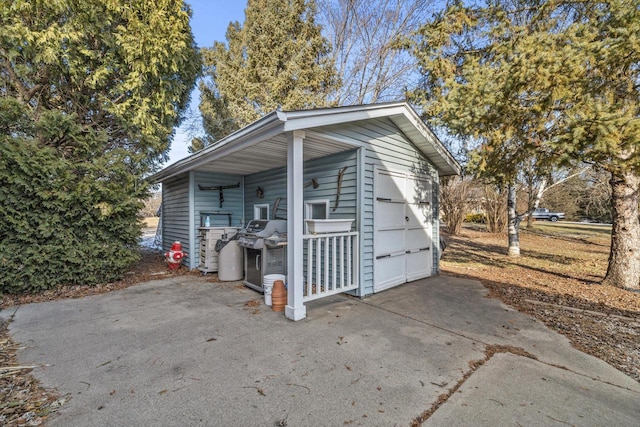 exterior space featuring a garage