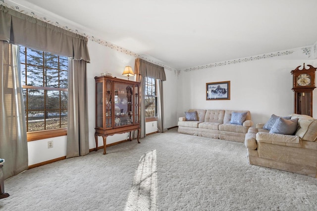 living room featuring carpet flooring