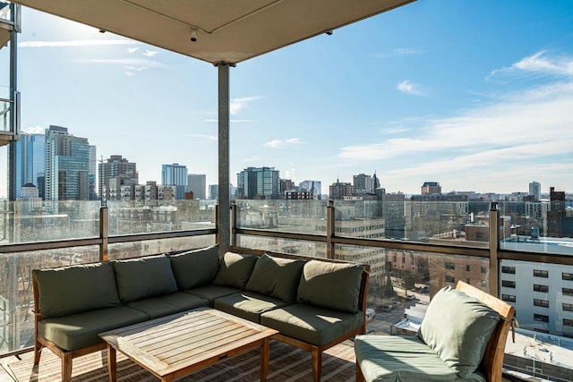 balcony featuring an outdoor living space