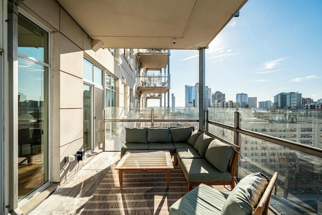 balcony featuring an outdoor living space