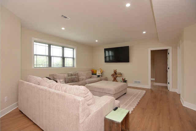 living room featuring light hardwood / wood-style flooring