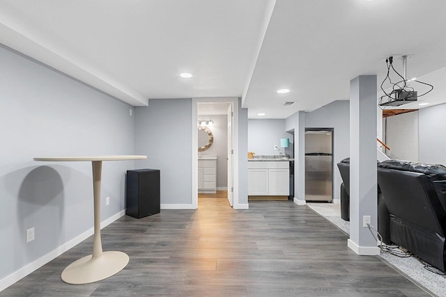 interior space featuring dark hardwood / wood-style floors