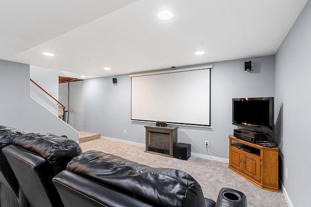 view of carpeted home theater room