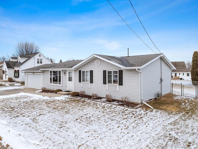 single story home with a garage