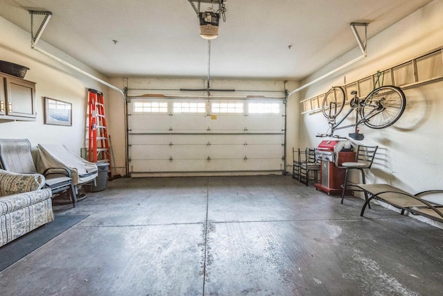 garage with a garage door opener