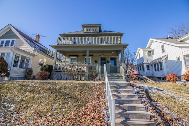 view of front of property featuring covered porch