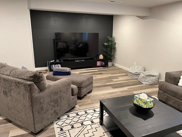 living room with light wood-type flooring