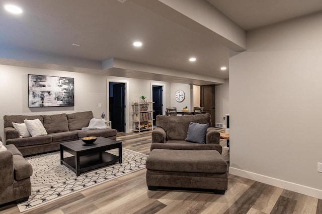 living room featuring hardwood / wood-style floors