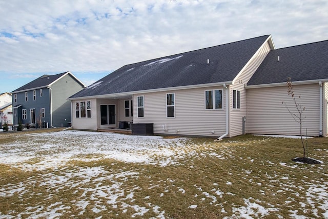 view of snow covered property