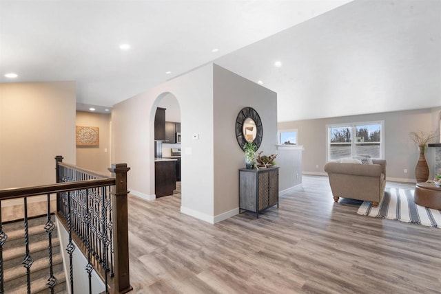 corridor featuring light hardwood / wood-style flooring