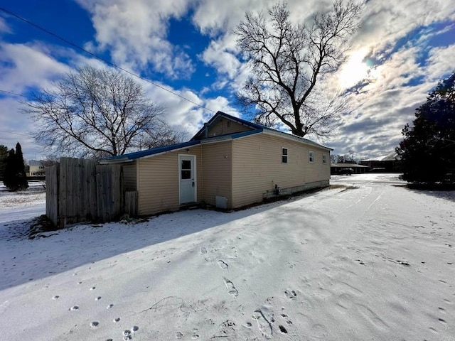 view of snow covered exterior