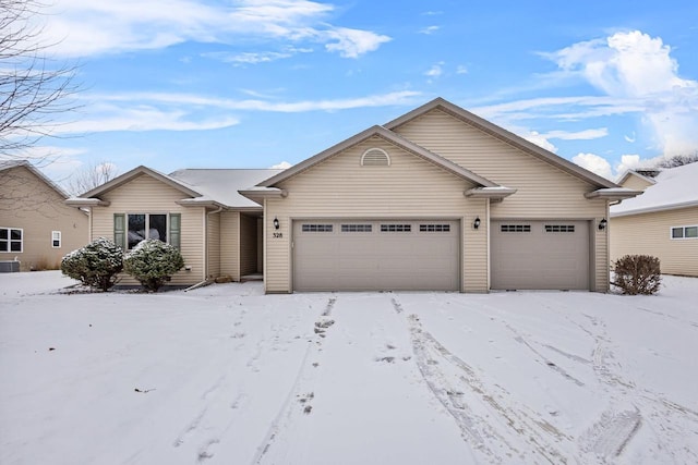 single story home featuring central air condition unit