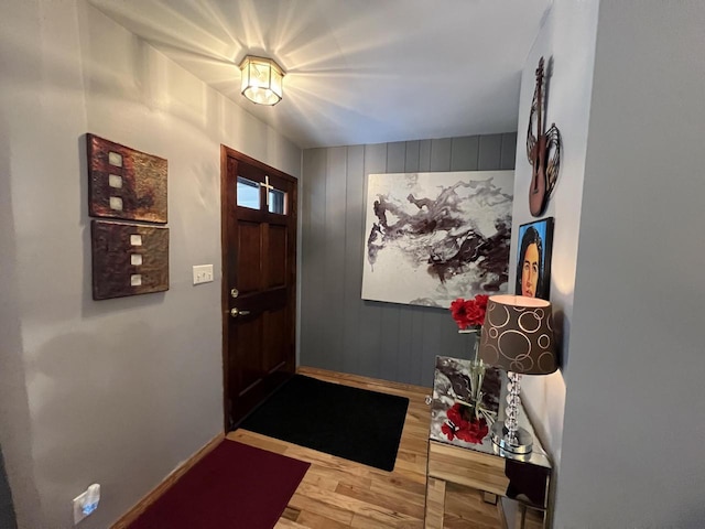 entrance foyer with light hardwood / wood-style flooring