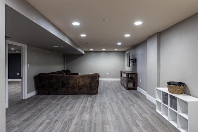 living room with hardwood / wood-style flooring