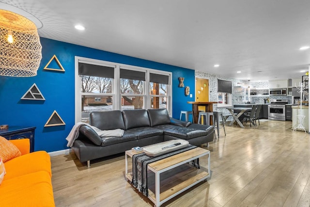 living room featuring light hardwood / wood-style flooring